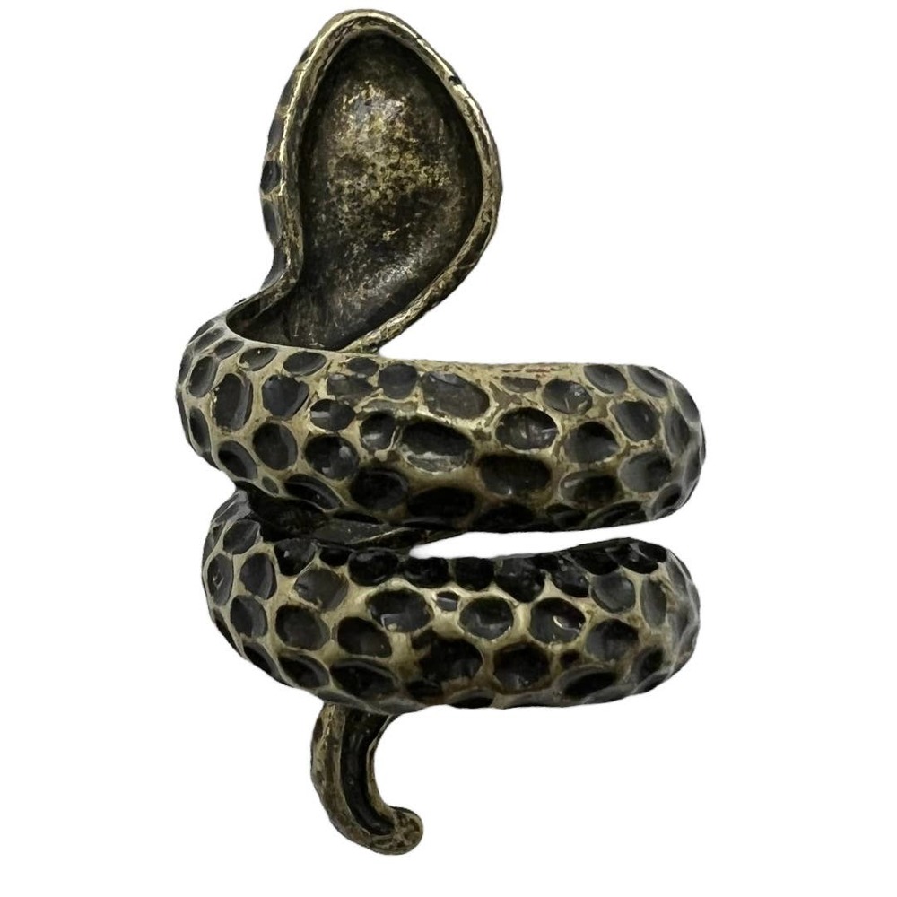 Vintage Statement Snake Ring Citrine Stone Size 9 - image 3